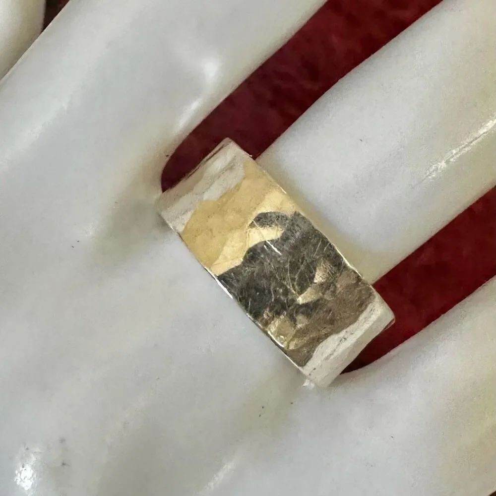 Sterling silver Hammered Wide Band Textured ring